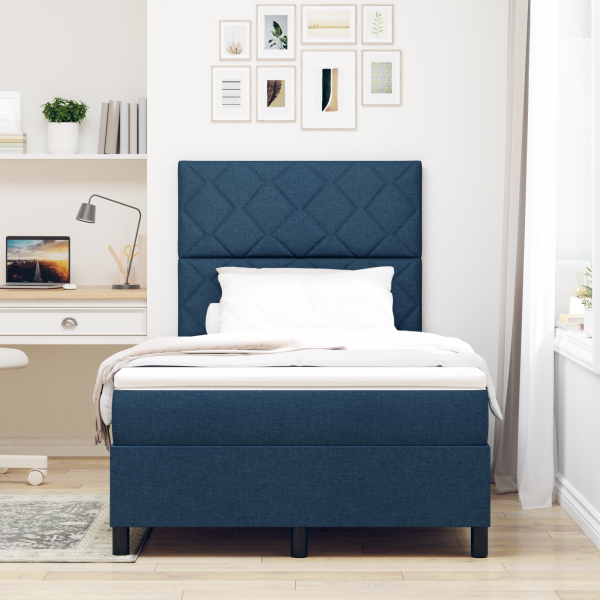 Boxspringbett mit Matratze Blau 120x200 cm Stoff