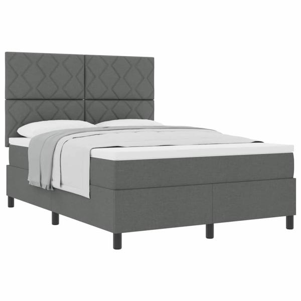 Boxspringbett mit Matratze Dunkelgrau 140x200 cm Stoff