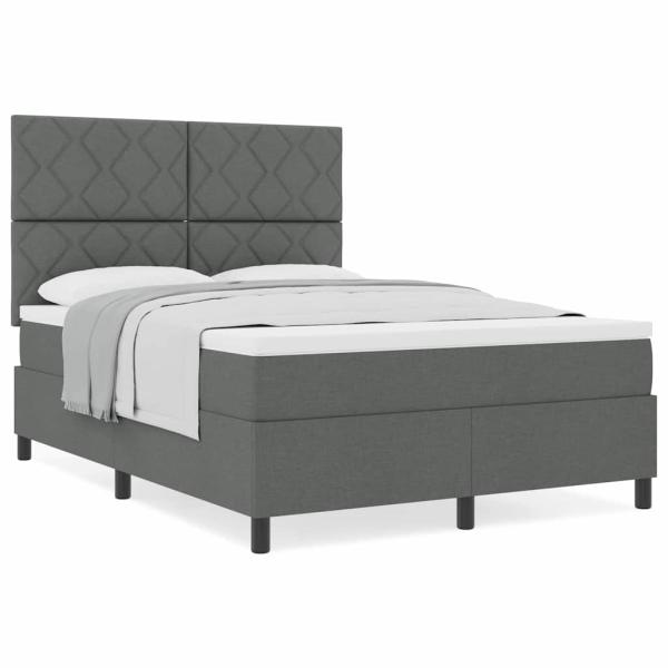 Boxspringbett mit Matratze Dunkelgrau 140x200 cm Stoff