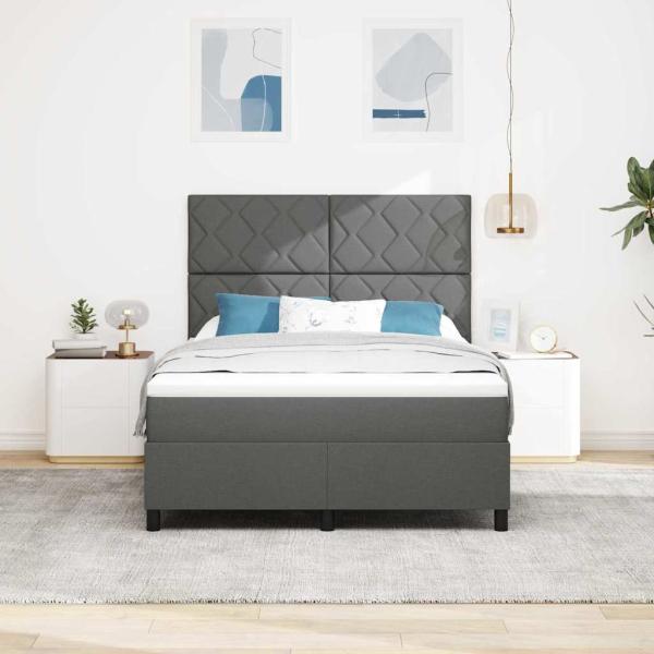 Boxspringbett mit Matratze Dunkelgrau 140x200 cm Stoff