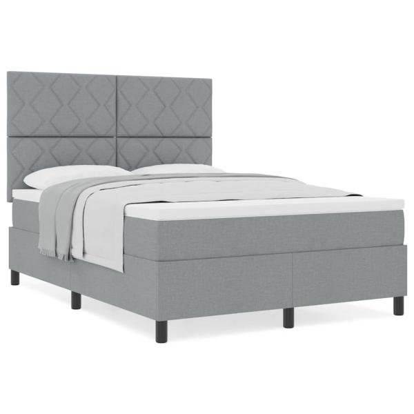 Boxspringbett mit Matratze Hellgrau 160x200 cm Stoff