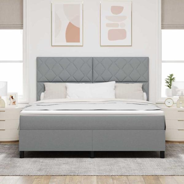 Boxspringbett mit Matratze Hellgrau Super King Stoff