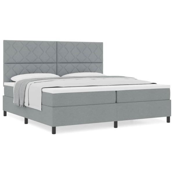 Boxspringbett mit Matratze Hellgrau 200x200 cm Stoff