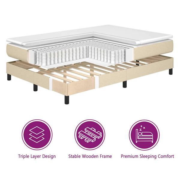 Boxspringbett mit Matratze Creme 200x200 cm Stoff