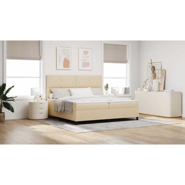 Boxspringbett mit Matratze Creme 200x200 cm Stoff