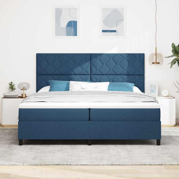 Boxspringbett mit Matratze Blau 200x200 cm Stoff