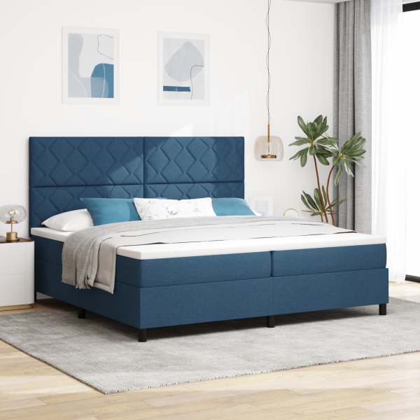 Boxspringbett mit Matratze Blau 200x200 cm Stoff