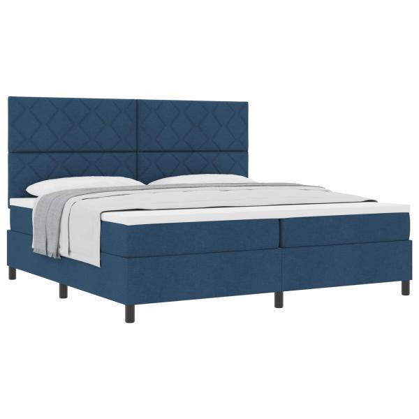 Boxspringbett mit Matratze Blau 200x200 cm Stoff