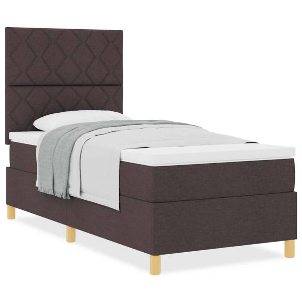 Boxspringbett mit Matratze Dunkelbraun 90x200 cm Stoff
