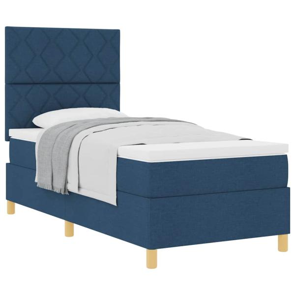 Boxspringbett mit Matratze Blau 90x200 cm Stoff
