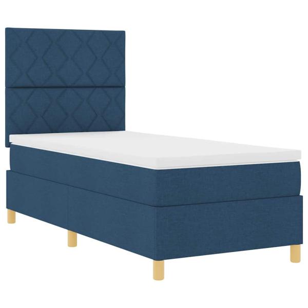 Boxspringbett mit Matratze Blau 90x200 cm Stoff