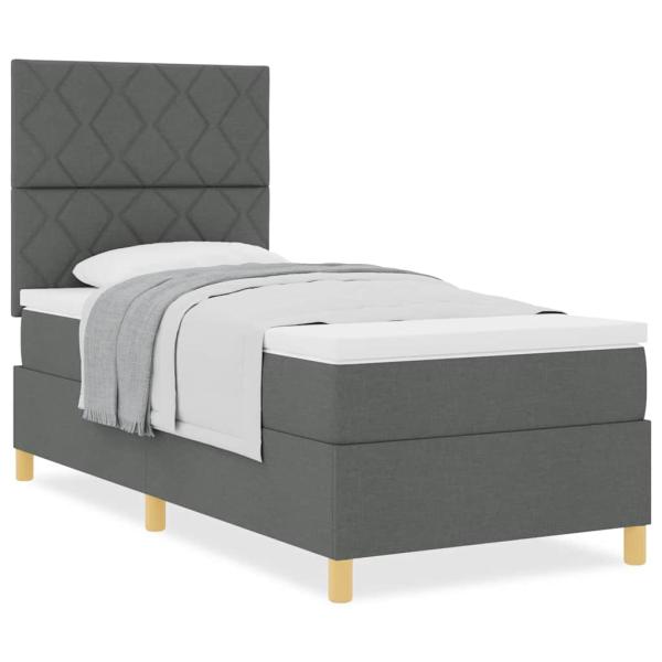 Boxspringbett mit Matratze Dunkelgrau 100x200 cm Stoff