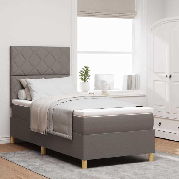 ARDEBO.de - Boxspringbett mit Matratze Taupe 100x200 cm Stoff