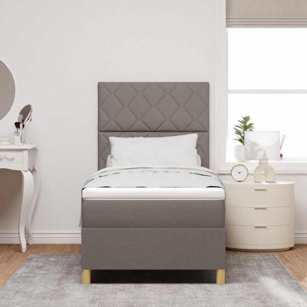 Boxspringbett mit Matratze Taupe 100x200 cm Stoff
