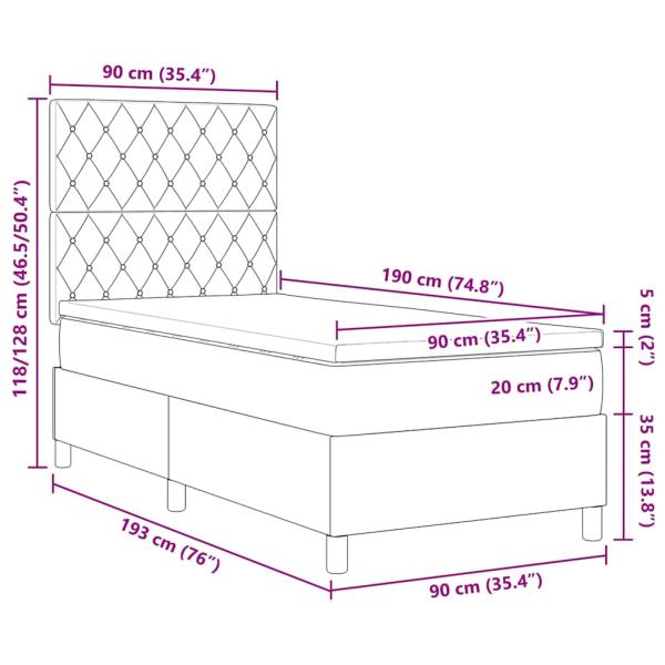 Boxspringbett mit Matratze Rosa Einzel Velours