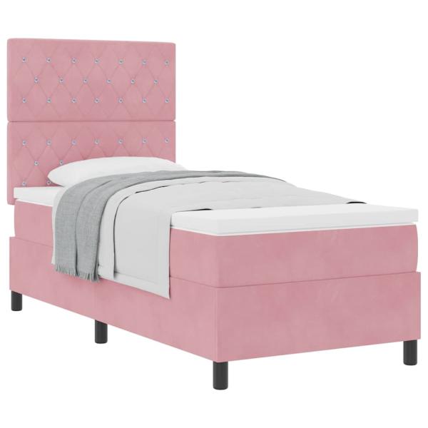 Boxspringbett mit Matratze Rosa Einzel Velours