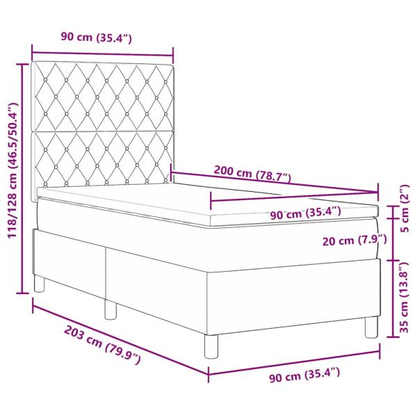 Boxspringbett mit Matratze Dunkelblau 90x200 cm Samt