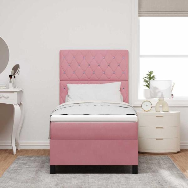 ARDEBO.de - Boxspring-Bett mit Matratze Rosa 90x200 cm Velours