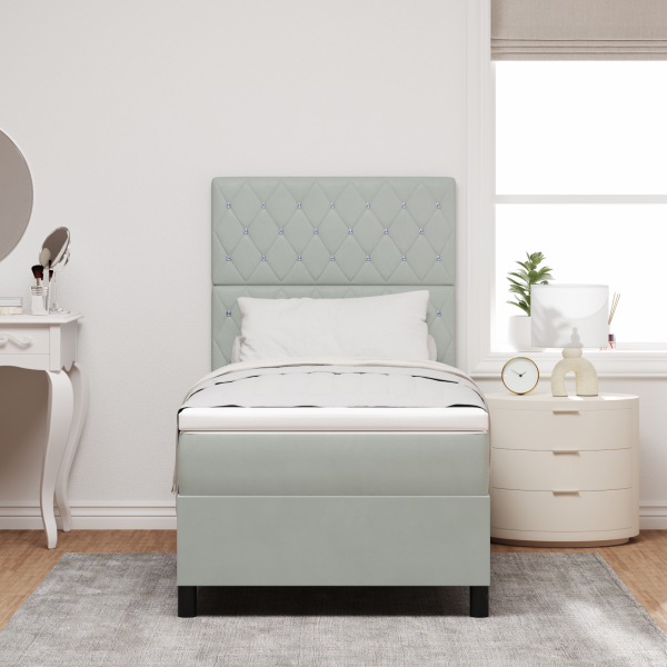 Boxspringbett mit Matratze Hellgrau 100x200 cm Samt