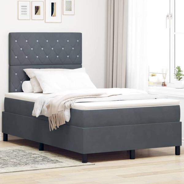 ARDEBO.de - Boxspringbett mit Matratze Dunkelgrau 120x200 cm Velvet