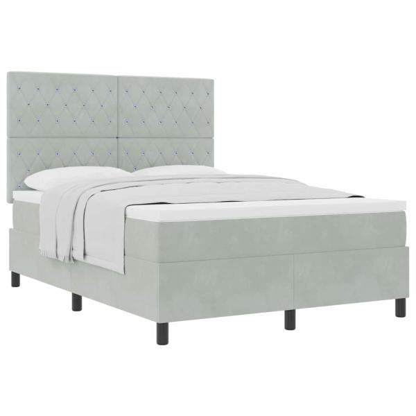 Boxspringbett mit Matratze Hellgrau 140x190 cm Samt