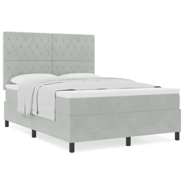 Boxspringbett mit Matratze Hellgrau 140x190 cm Samt