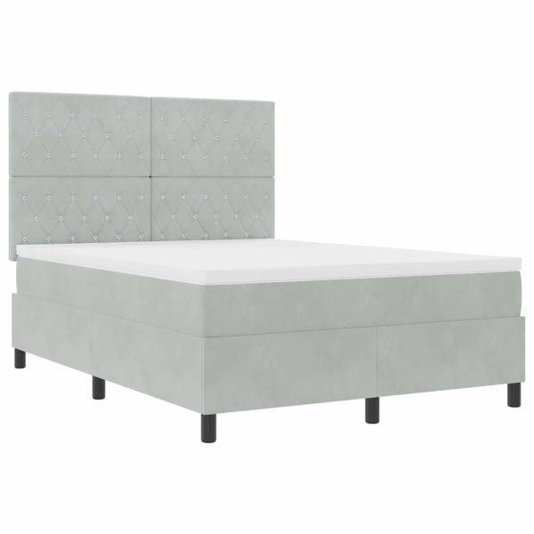 Boxspringbett mit Matratze Hellgrau 140x190 cm Samt
