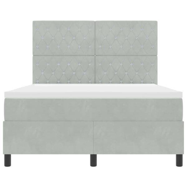 Boxspringbett mit Matratze Hellgrau 140x190 cm Samt