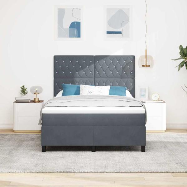 Boxspringbett mit Matratze Dunkelgrau 140x200 cm Samt