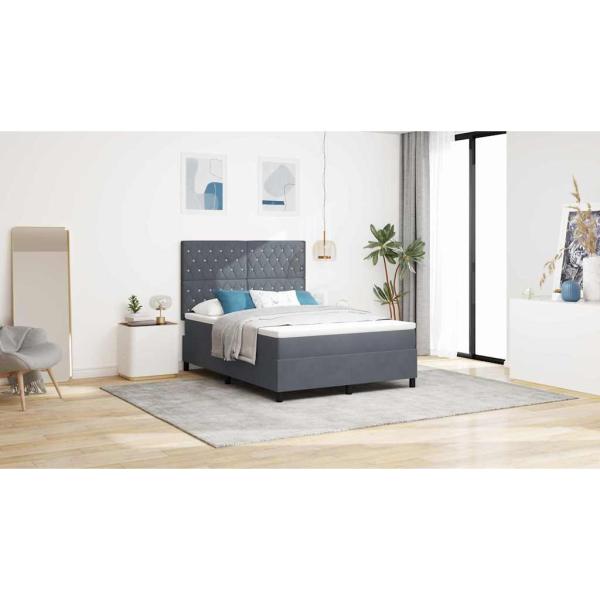 Boxspringbett mit Matratze Dunkelgrau 160x200 cm Velours