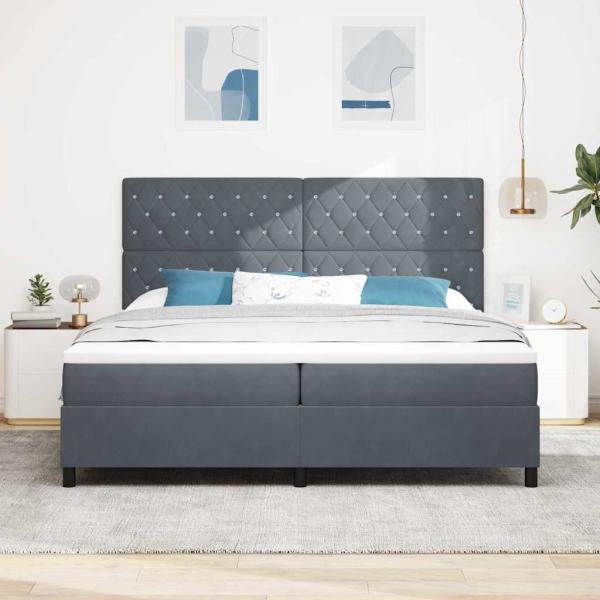 Boxspringbett mit Matratze Dunkelgrau 200x200 cm Samt