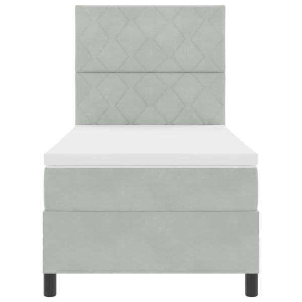 ARDEBO.de - Boxspringbett mit Matratze Hellgrau Einzelvelours