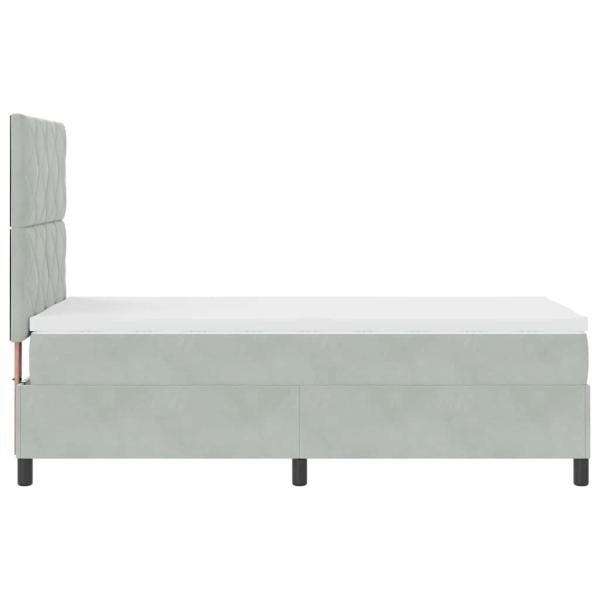 Boxspringbett mit Matratze Hellgrau Einzelvelours