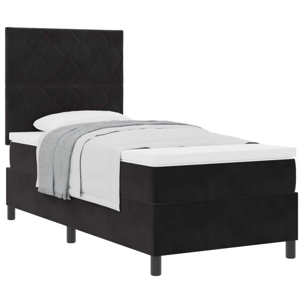 ARDEBO.de - Boxspringbett mit Matratze Schwarz Einzel Velvet