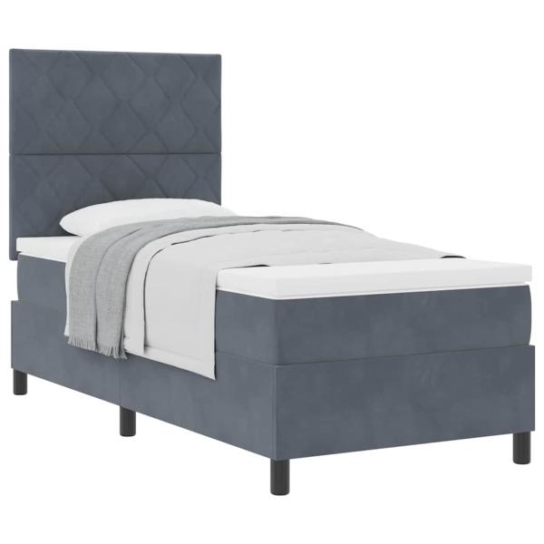 Boxspringbett mit Matratze Dunkelgrau 90x200 cm Velours