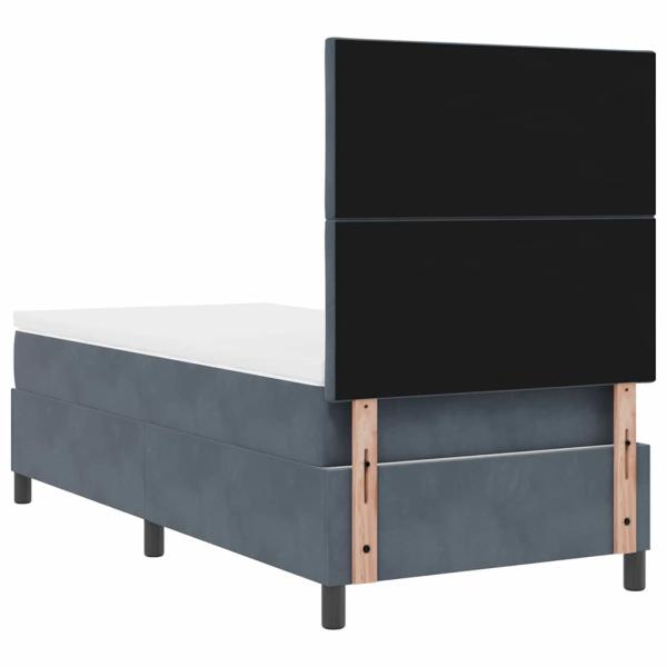 Boxspringbett mit Matratze Dunkelgrau 90x200 cm Velours