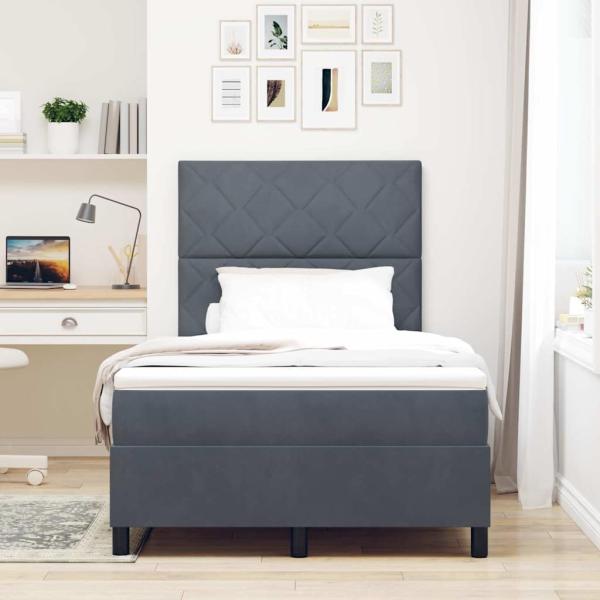 Boxspringbett mit Matratze Dunkelgrau 120x200 cm Samt