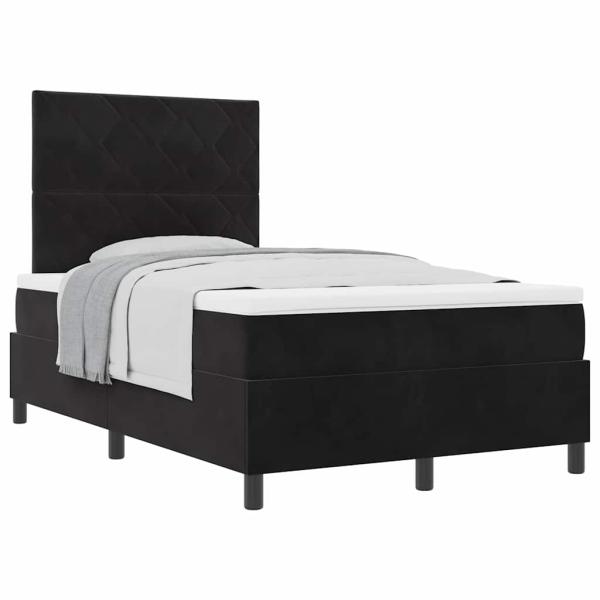 Boxspringbett mit Matratze Schwarz 120x200 cm Velours