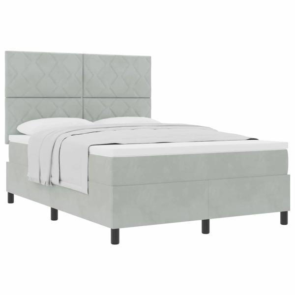 Boxspringbett mit Matratze Hellgrau 140x190 cm Samt