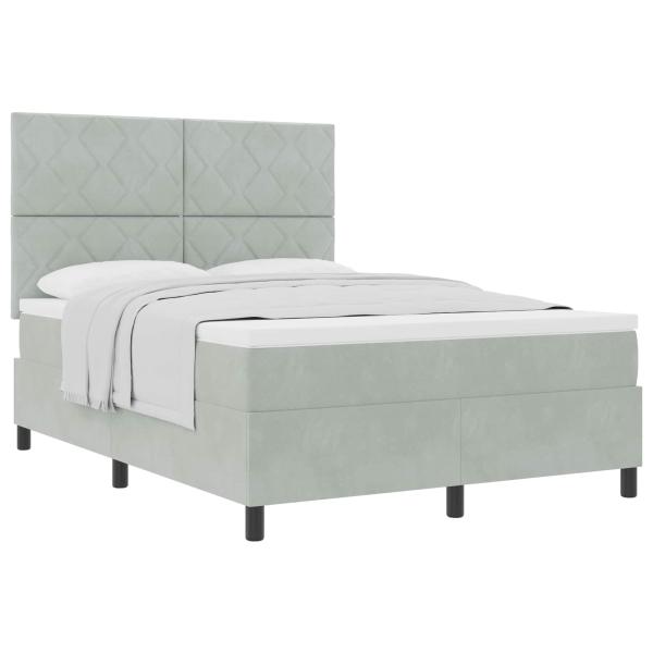 Boxspringbett mit Matratze Hellgrau 140x190 cm Samt