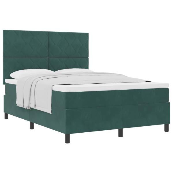 Boxspringbett mit Kopfteil Dunkelgrün 140 x 190 cm Samt