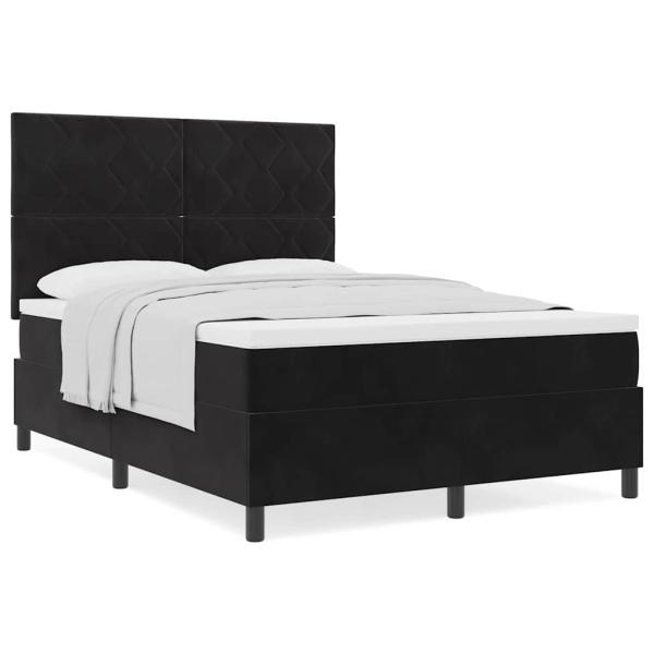 Boxspringbett mit Matratze Schwarz 140x200 cm Samt