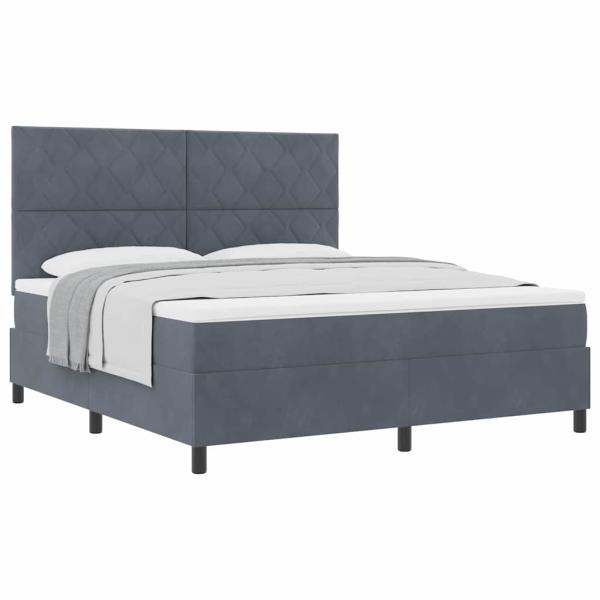 Boxspringbett mit Matratze Dunkelgrau Super King Samt