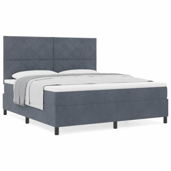 Boxspringbett mit Matratze Dunkelgrau Super King Samt