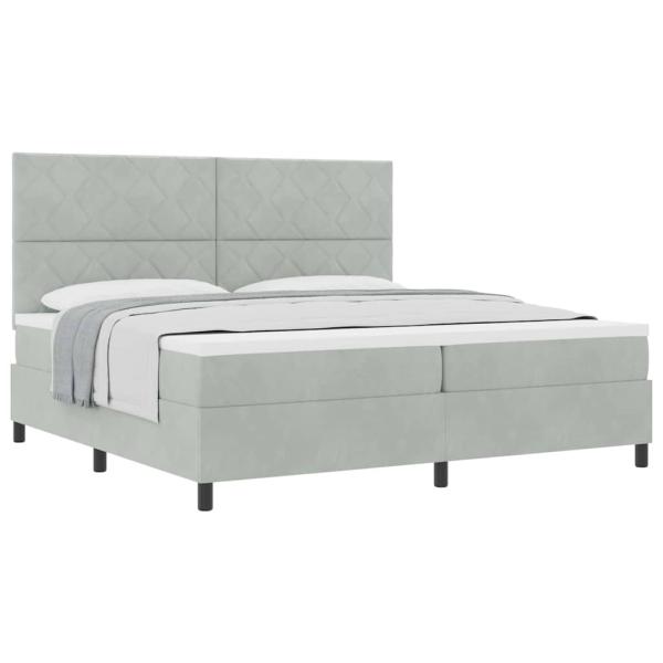 Boxspringbett mit Matratze Hellgrau 200x200 cm Samt
