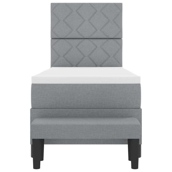 Boxspringbett mit Matratze & Bank Hellgrau 80x200 cm Stoff