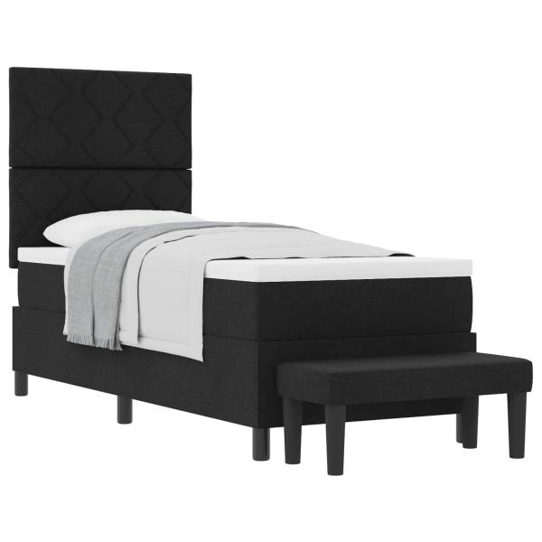 Boxspringbett mit Matratze & Bank Schwarz 80x200 cm Stoff