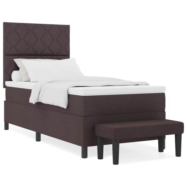 Boxspringbett mit Matratze & Bank Dunkelbraun 90x190 cm Stoff