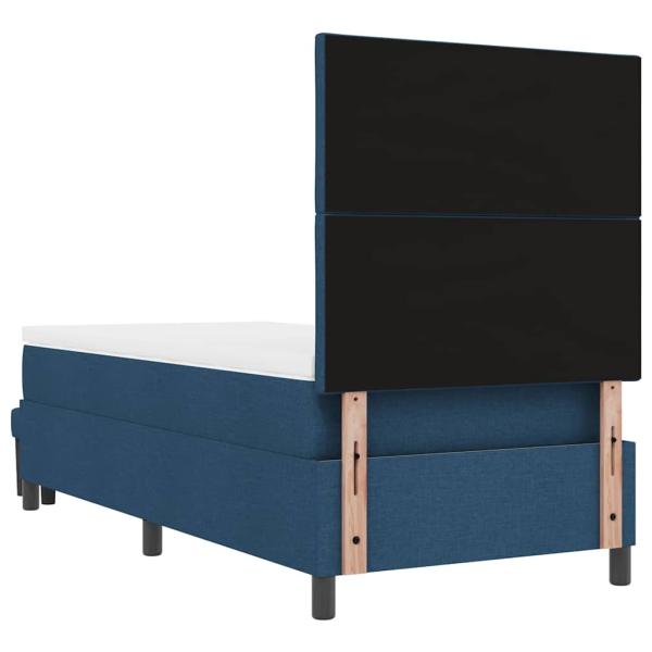 Boxspringbett mit Matratze & Bank Blau 90x200 cm Stoff