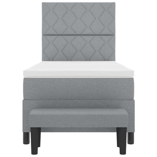 Boxspringbett mit Matratze & Bank Hellgrau 100x200 cm Stoff